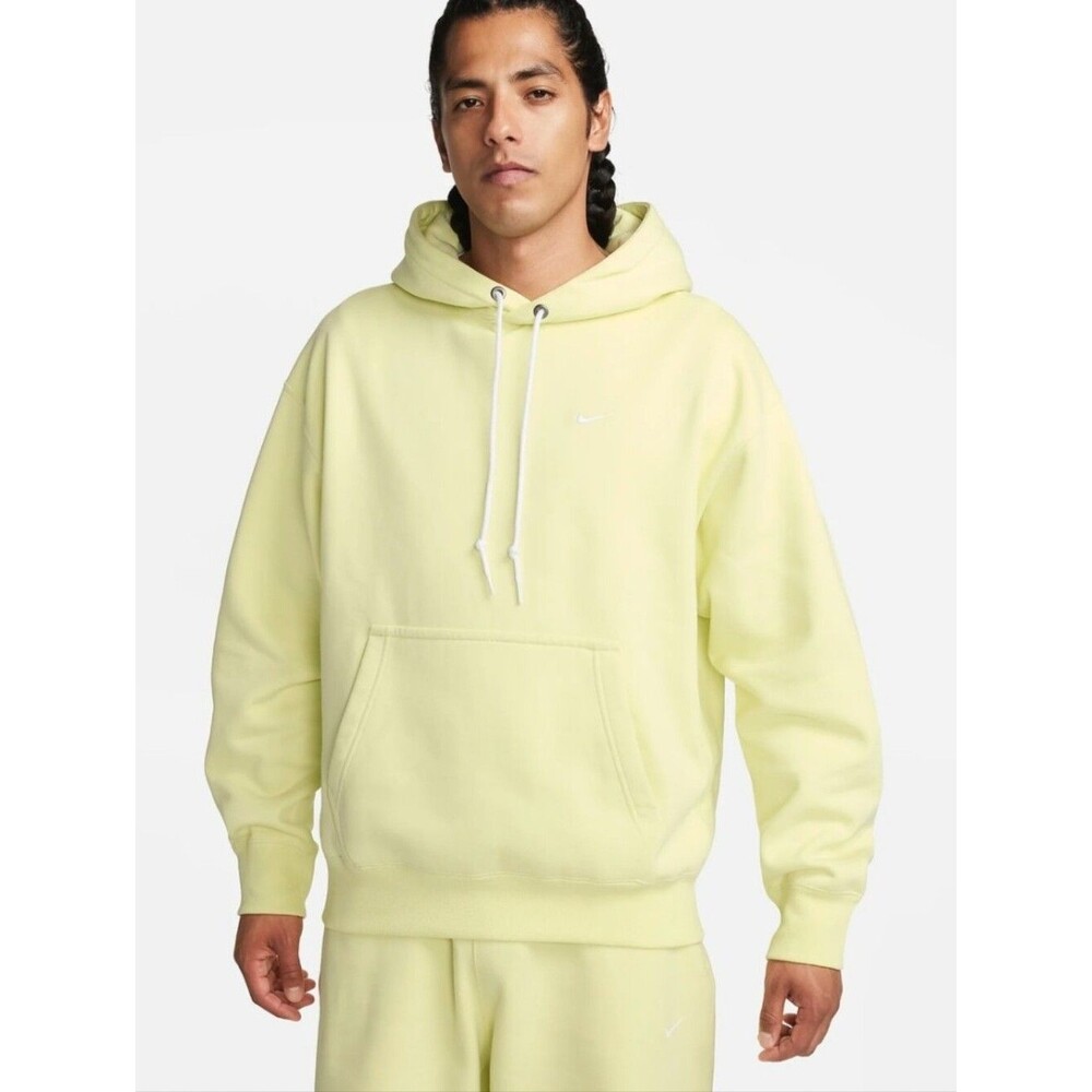 Nike Solo Yellow Pullover Hoodie Swoosh Fleece Medium Men's Streetwear Hypebeast